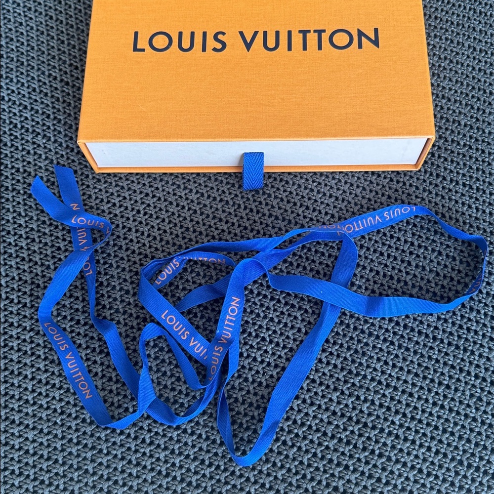 Louis Vuitton Royal Blue Ribbon with Gold Lettering